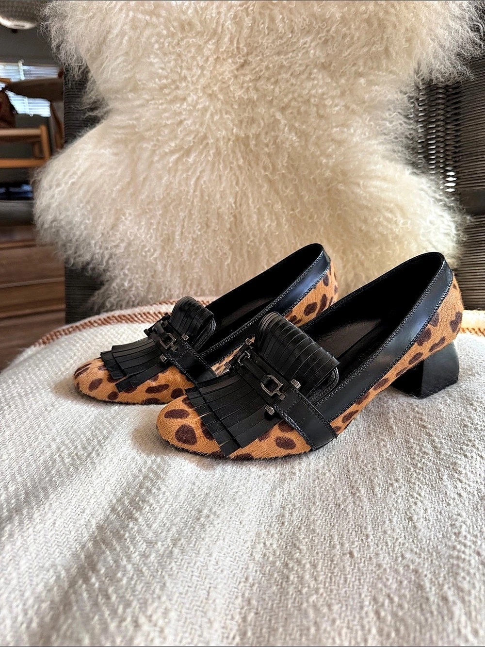 Vintage LANVIN Leopard Print Tassel Heels_women’s size 41 / 10